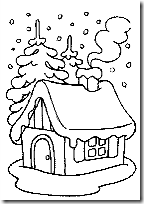 Láminas para colorear de casas nevadas de Navidad - Colorear dibujos